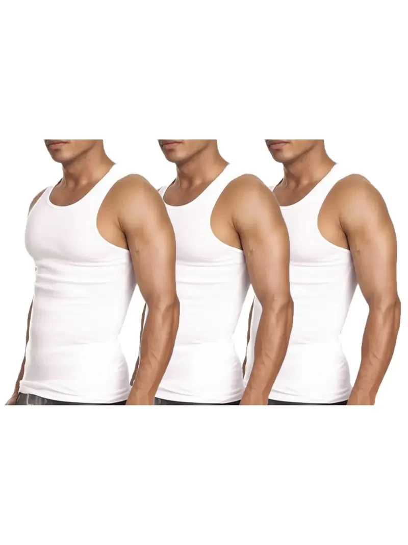 Men's 100% Cotton Wife Beater A-Shirts Undershirt Plain Ribbed Tank Top 3 Pack