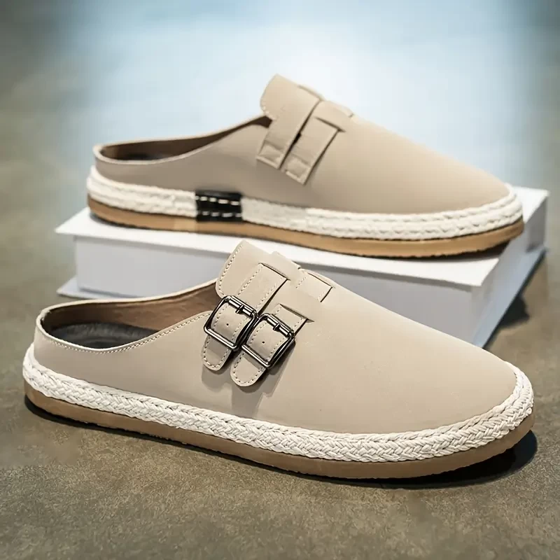 Men'S Vintage Casual Solid Color Slip-On Espadrille Shoes, Breathable Fabric Upper, Round Toe, All-Season Comfortable Footwear with Magnetic Closure, Casual Footwear | Magnetic Closure Shoes | Comfort