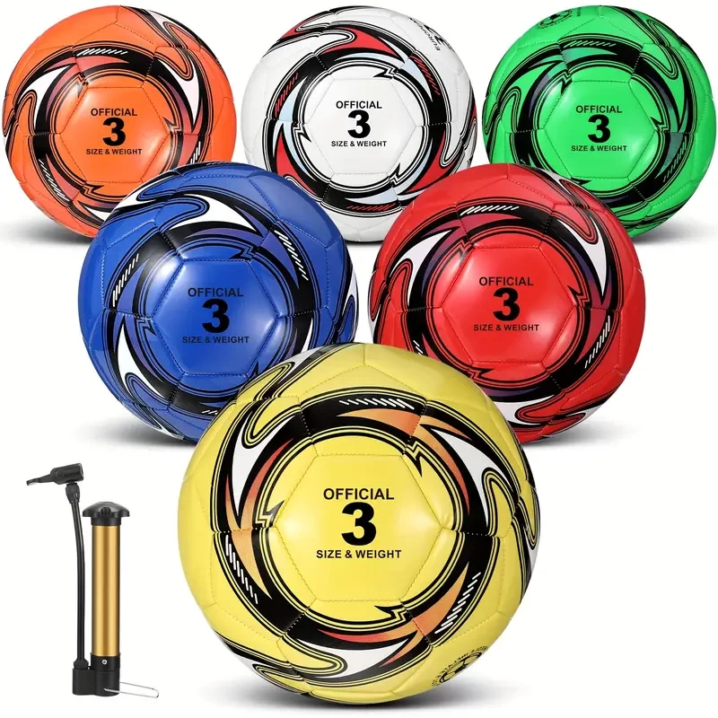 6pcs Deflated Soccer Balls With Pump Carry Bag Official Size 3 4 5 For Indoor Outside Game Training Practice Sport Gift