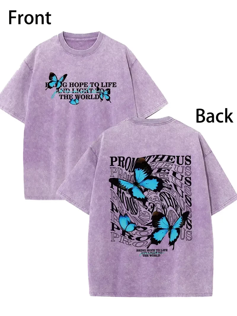 butterfly print tee shirt, Tees for Men, Casual Short Sleeve T-shirt for summer