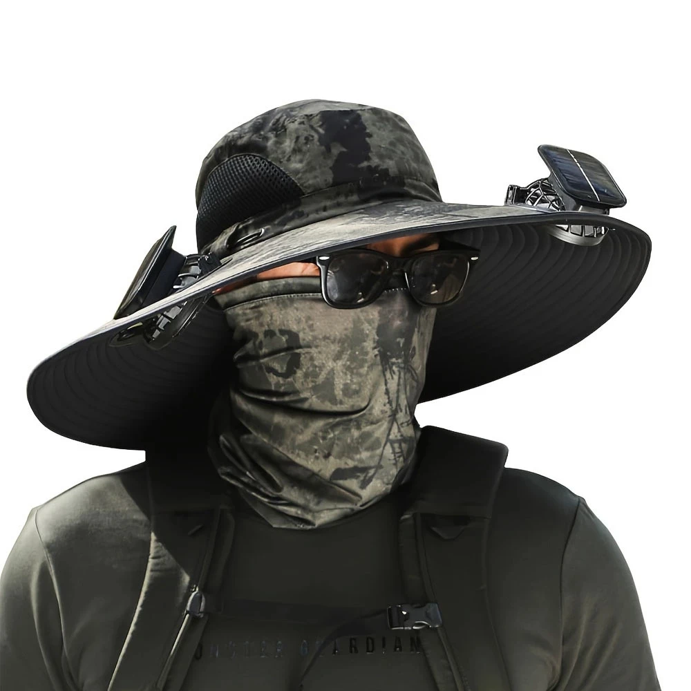 [Cooling Sun Hat] 2 Fans Outdoor Camping Sun Hat | Women Men Gardening Beach Travel Camping Sports Hat