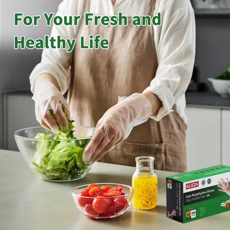 2000pcs Disposable Gloves, Transparent CPE Gloves, Latex Free, Powder Free, Tear Resistant, for Household Kitchen Cleaning, Food Processing, Catering