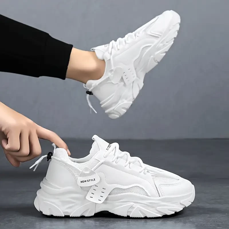 Men's Versatile Fashion Sneakers - Trendy Solid Black Casual & Business Shoes, Breathable Mesh Upper with Durable PVC Sole, Lace-Up, Low-Top Design for All Seasons, Business Sneakers|Sporty Style Shoe