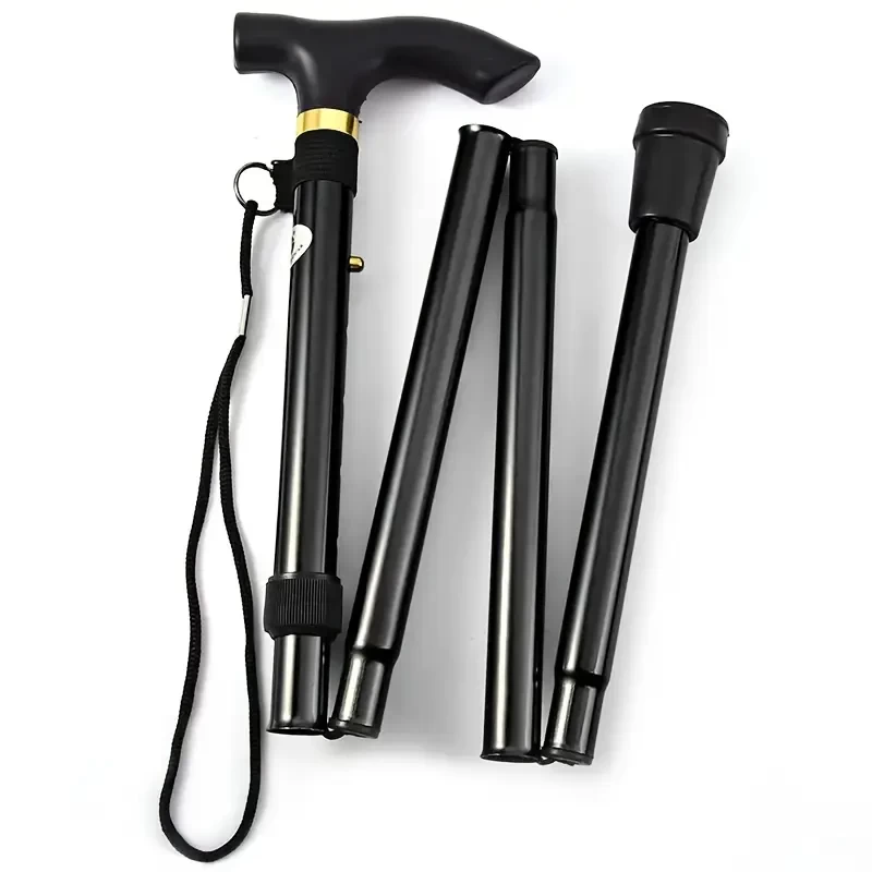 Rubber Pointed Foldable Hiking Cane - Adjustable Height, Suitable for Hiking And Outdoor Exploration - Essential Walking Aid for Men And Women - A Gift for Travelers And Campers