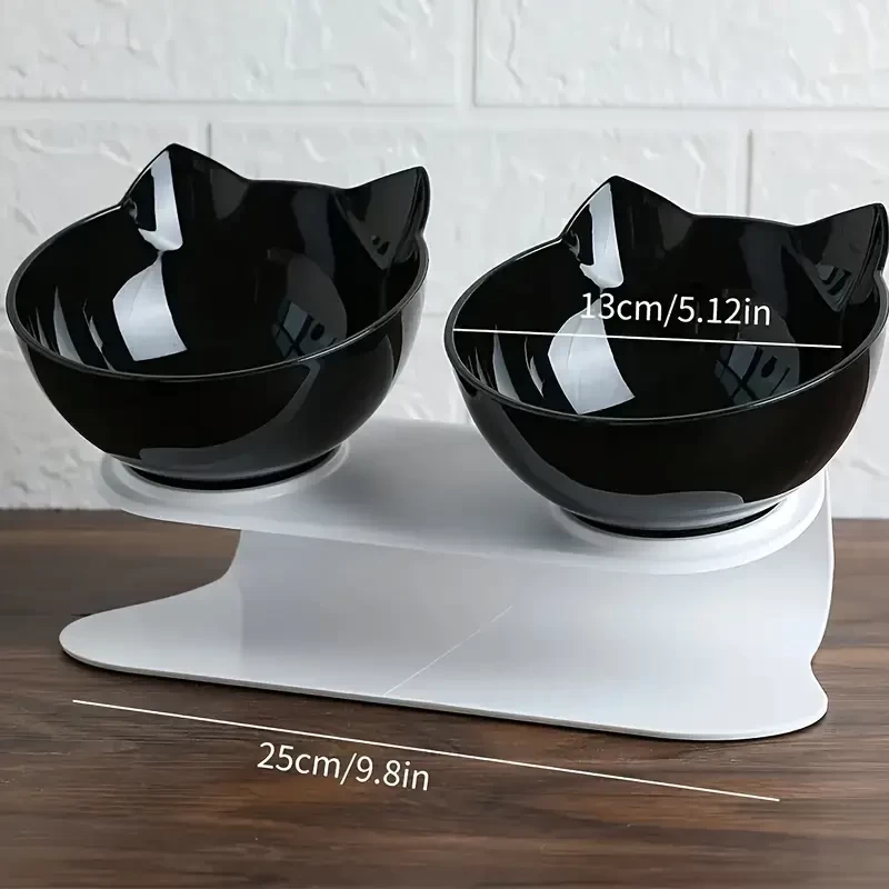[Elevated Pet Bowls], Raised Cat Bowls with Double Bowls, Pet Dual Bowl with Non-Slip Base for Dogs And Cats, Elevated Cat Food Water Bowl, Black