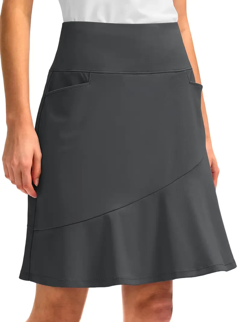 Skorts Skirts For Women With 5 Pockets 20" Knee Length Golf Skirt Modest Long Tennis Athletic Skirts For Women