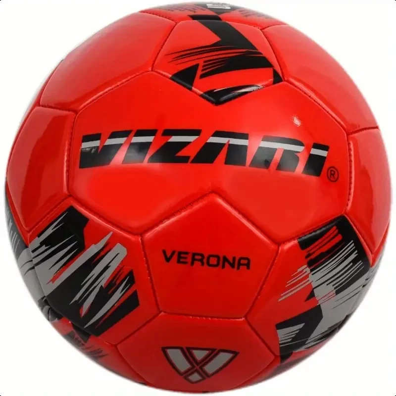 Verona Soccer Ball - Durable TPS Shell & Reinforced Butyl Bladder, Machine-Stitched Outdoor/Indoor Training Ball for Youth & Adults, Red/Black Design, Pack of 6 or 12 - Ideal for Team Practice, Casual