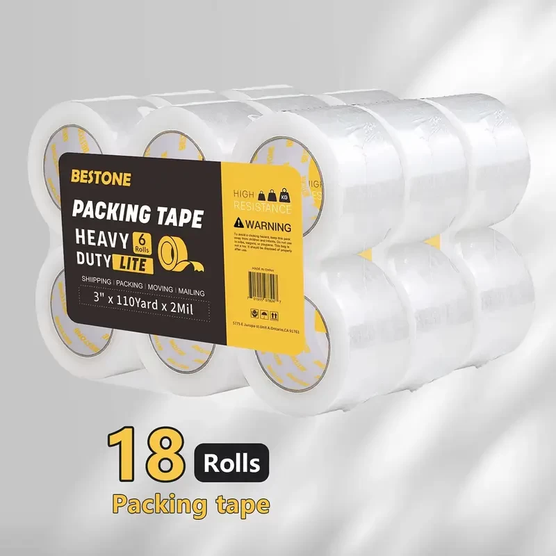 18 Rolls Of Heavy Duty Clear Packaging Tape, 2 Mils Thick, 3 Inches Wide For Packing, Shipping, Moving And Mailing - 110 Yards Per Roll