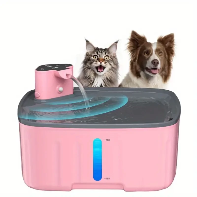 Dog Water Fountain Wireless, 2.1GAL/ 8L Large Dog Water Fountain Battery Operated, Extra Large Wide Pet Fountain with Sensor, Wireless Smart Pump, Timer, BPA-Free, Ideal for Large Dogs, Multi-Pet Home