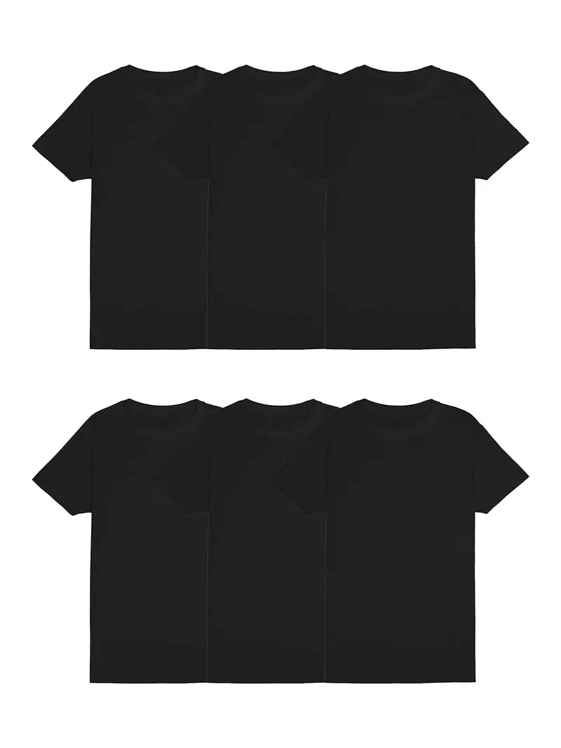 6 Pack Men's Crew Neck Undershirt, Breathable Cotton Tees - Comfort-Fit, Tag less Short Sleeve Basic Solid Undershirt
