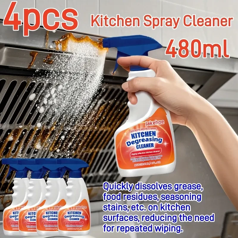 2/4pcs Kitchen Foam Cleaner Degrease & Stain Remover Fast Acting Lemon Fragrance Deodorizer For Hoods, Cooktops, Kitchen Utensils, Etc. New Year'S Valentine'S Day Mother'S Day Specials