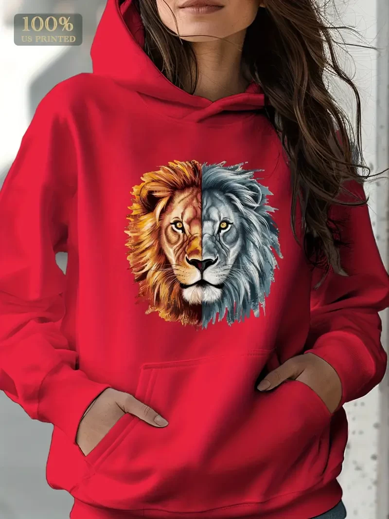 lion s face duality women's hoodie