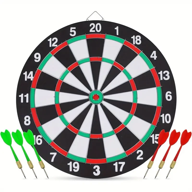 Dart board Set, Double-Sided 15 Inch Dartboard Game with 6 Steel-Plastic Darts, Man Cave Stuff for Adults, Bars, Arcades, Billiard Rooms, Family Leisure Sport