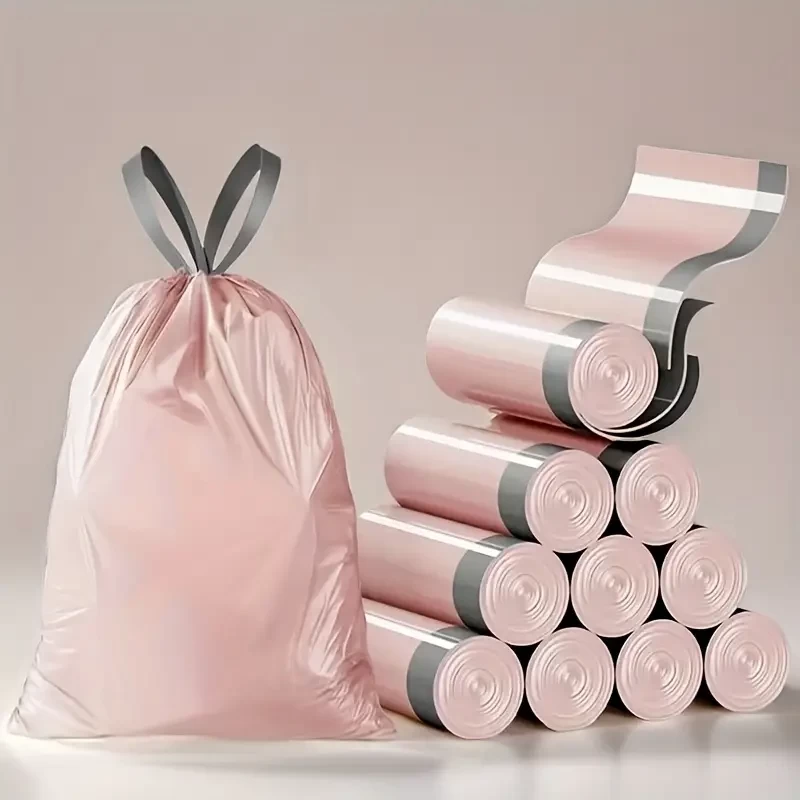 45/75pcs/ Pack, Heavy-Duty 4 Gallon Small Drawstring Plastic Trash Bags - Foldable, Leak-Resistant, And Easy-to-Tie Liners For Bathroom, Restroom, Bedroom, Office, And Toilet Garbage Cans - Space-Savi