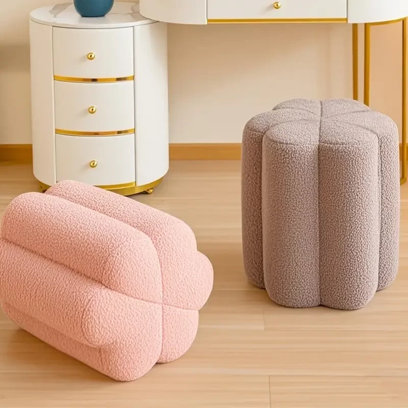1pc, Flower Lamb Fleece Sofa Stool Home Low Stool Soft Pack Small Stool