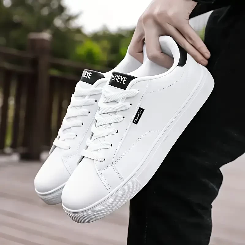 Men's Fashion Solid Color Low Top Skateboard Shoes, Comfortable and Non-slip Casual Lace-up Sports Shoes, Suitable for Men's Outdoor Activities