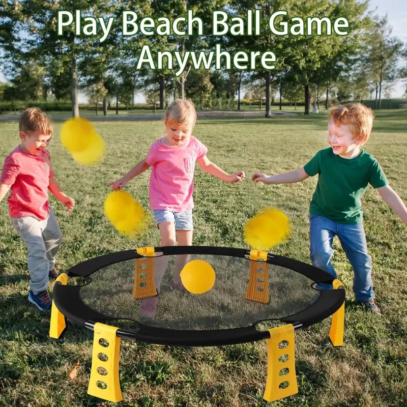 Spring Outdoor Games Family Bundle - Easter Gifts Bouncing Ball Set with Inflator Net & Storage Bag for Adults Kids 2-4 Players Durable All-Weather Yard Beach Activity Toys for Adults Kids Group Play
