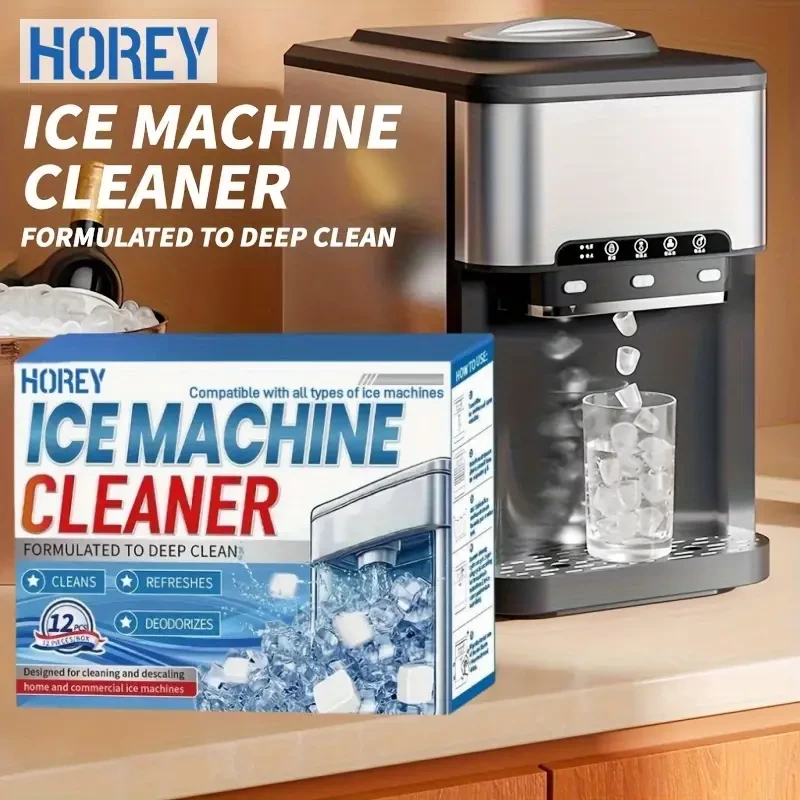 Ice Maker Cleaning Tablets - Mild formula for deep cleaning, deodorizing and de-scaling, compatible with all ice machines, easy-to-use household ice cleaner, home appliance care | Enhances Freshness |