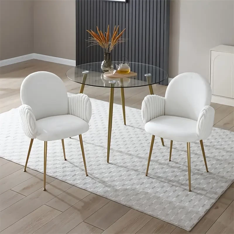 A Set Of Two Modern Living Room And Dining Room Characteristic Armchairs With Soft Cushions, Suitable For Bedrooms, Living Rooms, And Dining Rooms