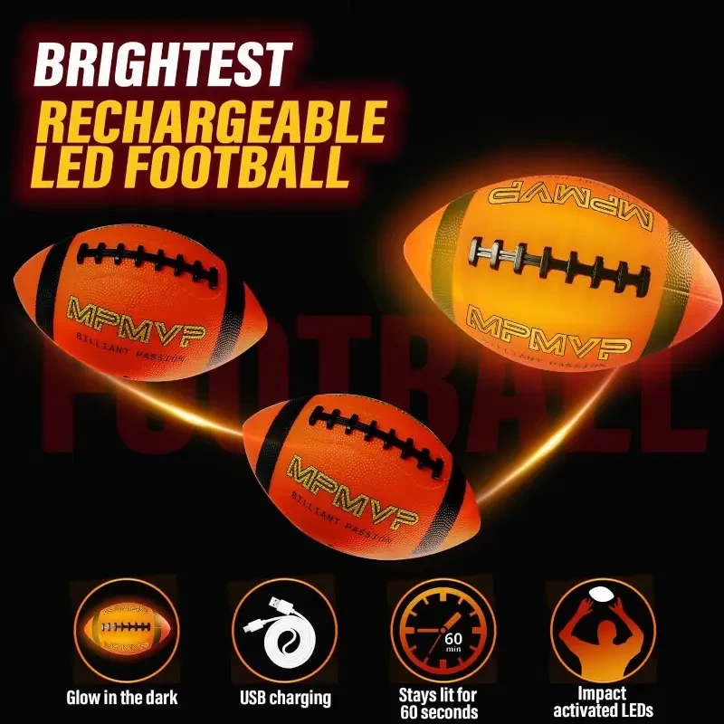 Best Christmas Gift, a Guy Glow in The Dark for Kids Rugby Size 3- Rugby Games for Kids 3-5 - Summer Sports Rugby Toys for Toddlers Ages 4-8 - Cool Birthday Gift for 3 4 5 6 Year Old Boys And Girls