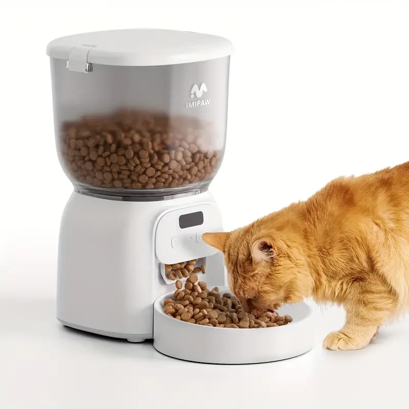 Automatic Cat Feeder, Smart Cat Food Dispenser, 135oz 4L Timed Pet Feeder Program 1-6 Meals, Dual Power Supply, Auto Pet Feeder For Cats & Dogs Feeding Supply