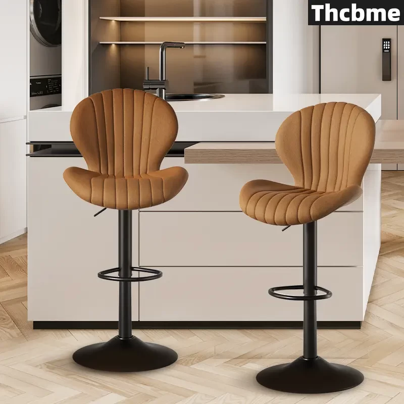 Vintage-Inspired Swivel Bar Stools Set of 2 - Adjustable Height, High-Tech Fabric with Backrest & Footrest, Ideal for Kitchen Counters, Home Bars, and Labs, Modern Pub Design