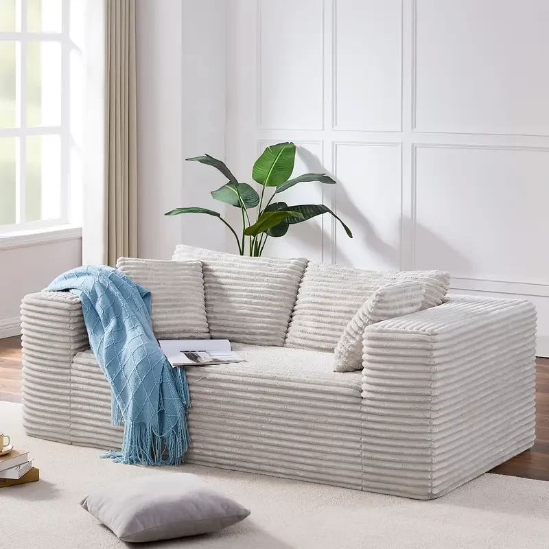 Loveseat Sofa, No Assembly Required, Modern Cloud Sofa with 2 Pillows, 70 Inch Modern 2-3 Seater Sofa, Deep Seat Sofa, Suitable for Living Room, Bedroom, Studio Apartment, Beige Color, Uniquely Design