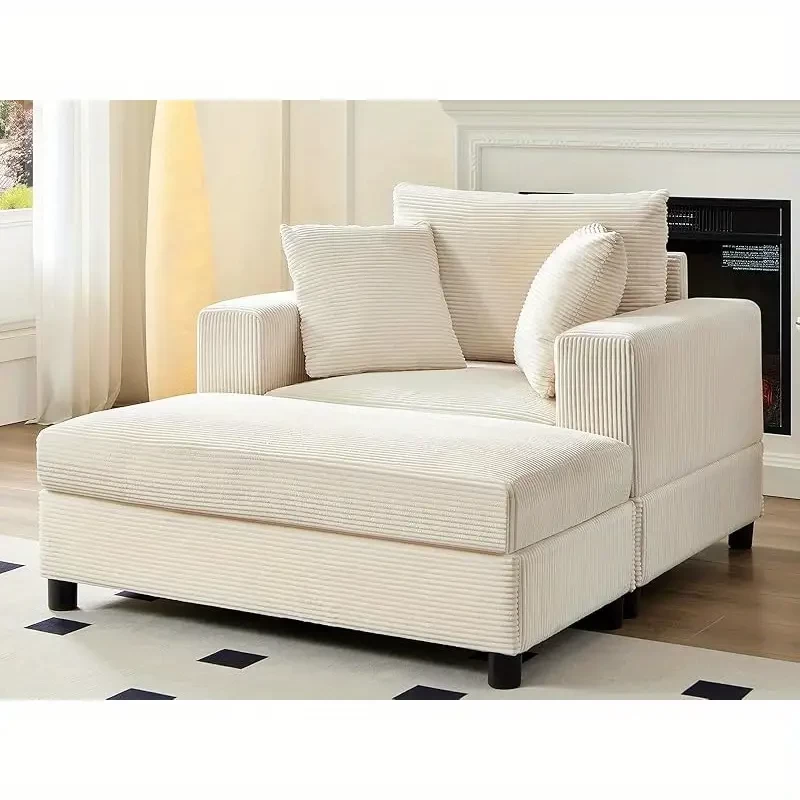 Modern Chalet Indoor Lounge Chair, Oversized Striped Armchair with Pillow, Comfortable Reading Chair for Living Room, Bedroom, Apartment - Grey/Green/Black/Beige (Free Shipping)