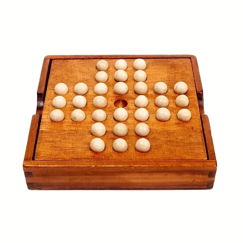 Peg Solitaire, Wooden Tabletop Games, Single Player Chess, Independent Diamond Chess