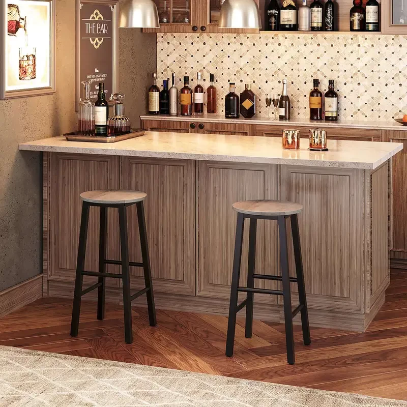 Bar Stools Set of 2, Counter Height Bar Stools, Bar Stools for Kitchen Island, Industrial Kitchen Bar Chairs, for Dining Room, Kitchen, Bar