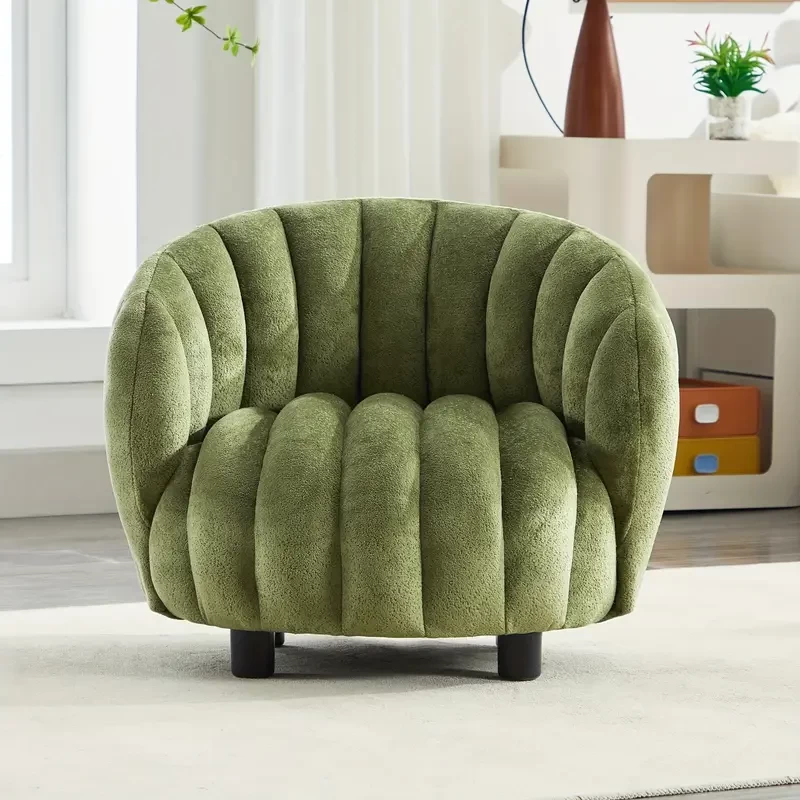 1pc Lazy Sofa Chair, Pumpkin Shaped Lazy Susan Chair, Soft Chenille Reading Chair, Single Sofa Lounge Chair For Living Room, Bedroom, Apartment