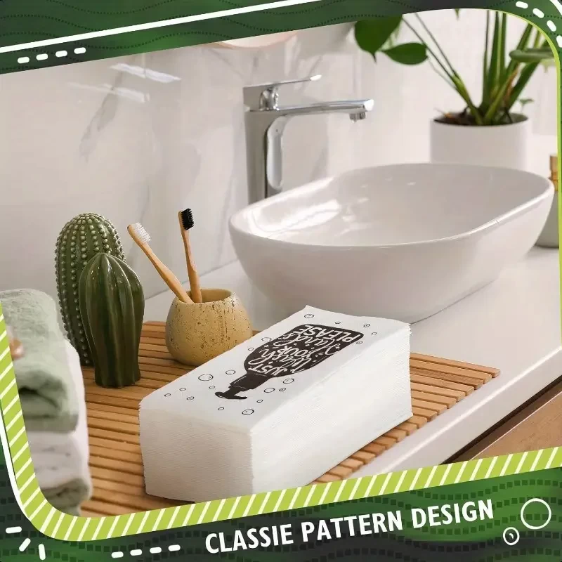200pcs Paper Guest Towels Disposable Hand Towels Bathroom Guest Napkins Disposable Decorative Bathroom Napkins for Powder Room Wedding Holiday Birthday Baby Bridal Shower White Black