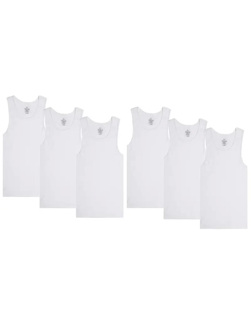 6 Pack Men's Cotton Ribbed Tank Top, Moisture Wicking, Lightweight, Breathable, A-Shirts Undershirt Plain Ribbed Tank Top