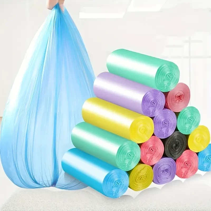 120pcs/pack, 6 colors Heavy Duty 4 Gallon Small Plastic Garbage Bags - Foldable, Leak-proof for Bathroom, Toilet, Bedroom, Office and Toilet Trash Can - Save Space and Convenient